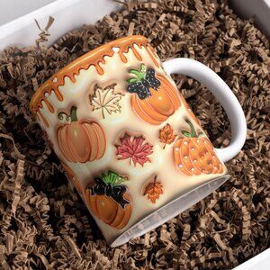 3D Pumpkin Mug – 11oz & 15oz Inflated Look Sublimation Mug, Pumpkin Spice Life